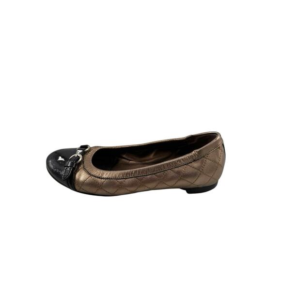AGL Monika ballet Cap Toe flat Leather round toe Quilted bronze black 36 EU/6 US - Picture 4 of 14